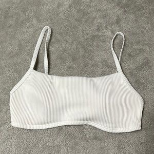 White Ribbed Bikini Top